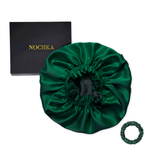 Hunter Green & Black Pure Mulberry Silk Bonnet – Reversible & Durable - NOCHKA
