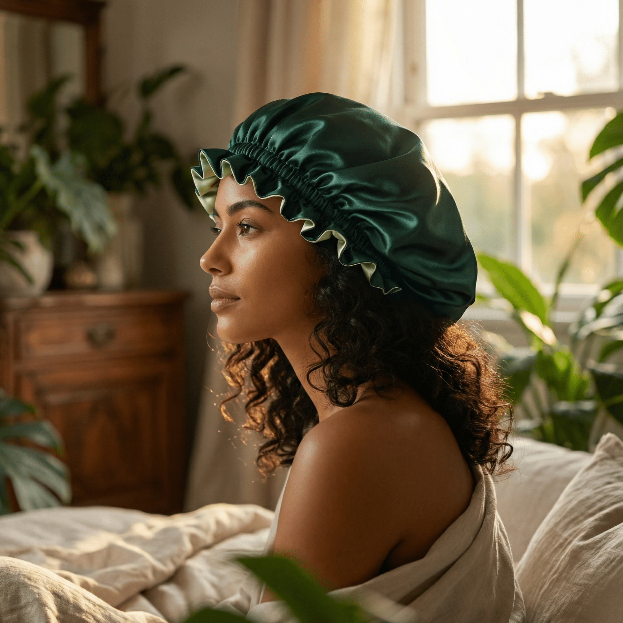 Hunter Green & Sage Reversible Bonnet - NOCHKA
