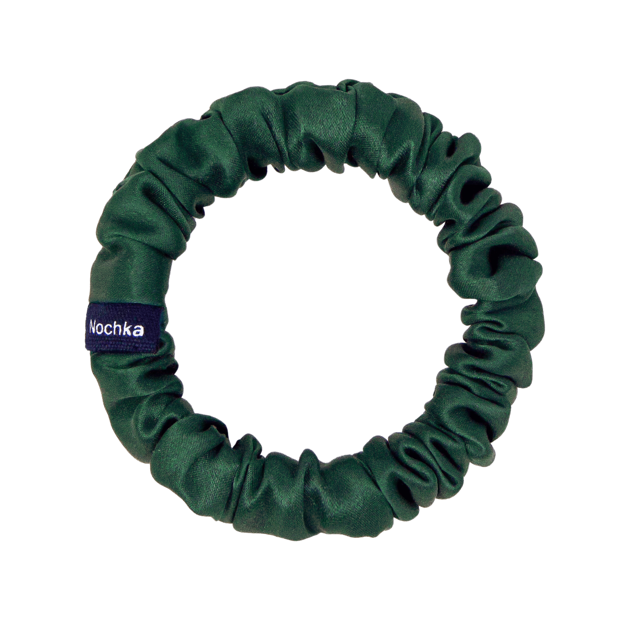 Hunter Green Ultra Skinny Scrunchie – 100% Pure Mulberry Silk, Perfect for All Hair Types - NOCHKA
