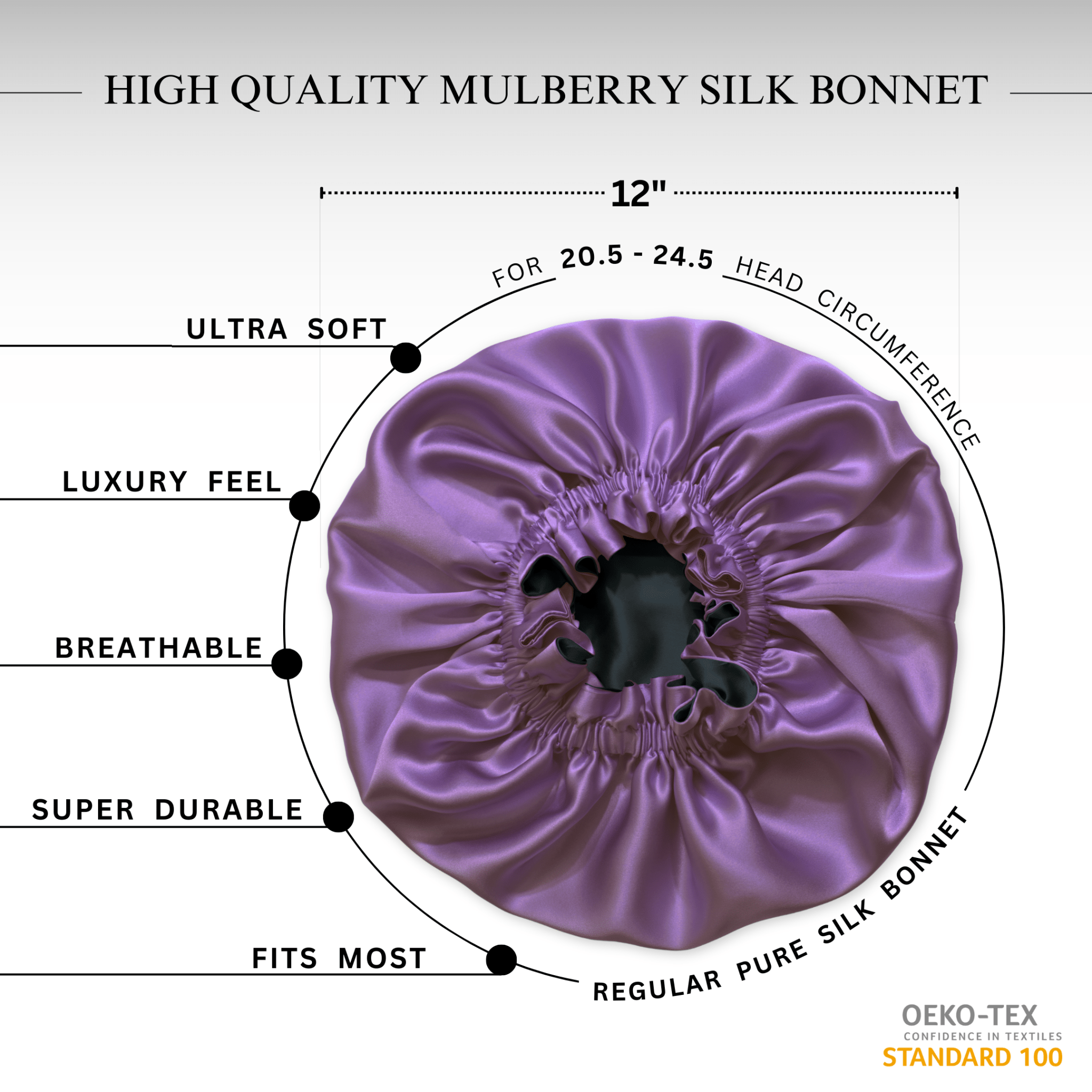 Iris & Black Pure Mulberry Silk Bonnet – Reversible & Durable - NOCHKA
