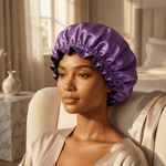 Iris & Black Pure Mulberry Silk Bonnet – Reversible & Durable - NOCHKA
