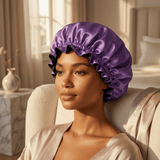 Iris & Black Pure Mulberry Silk Bonnet – Reversible & Durable - NOCHKA

