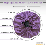 Iris & Black Pure Mulberry Silk Bonnet – Reversible & Durable - NOCHKA
