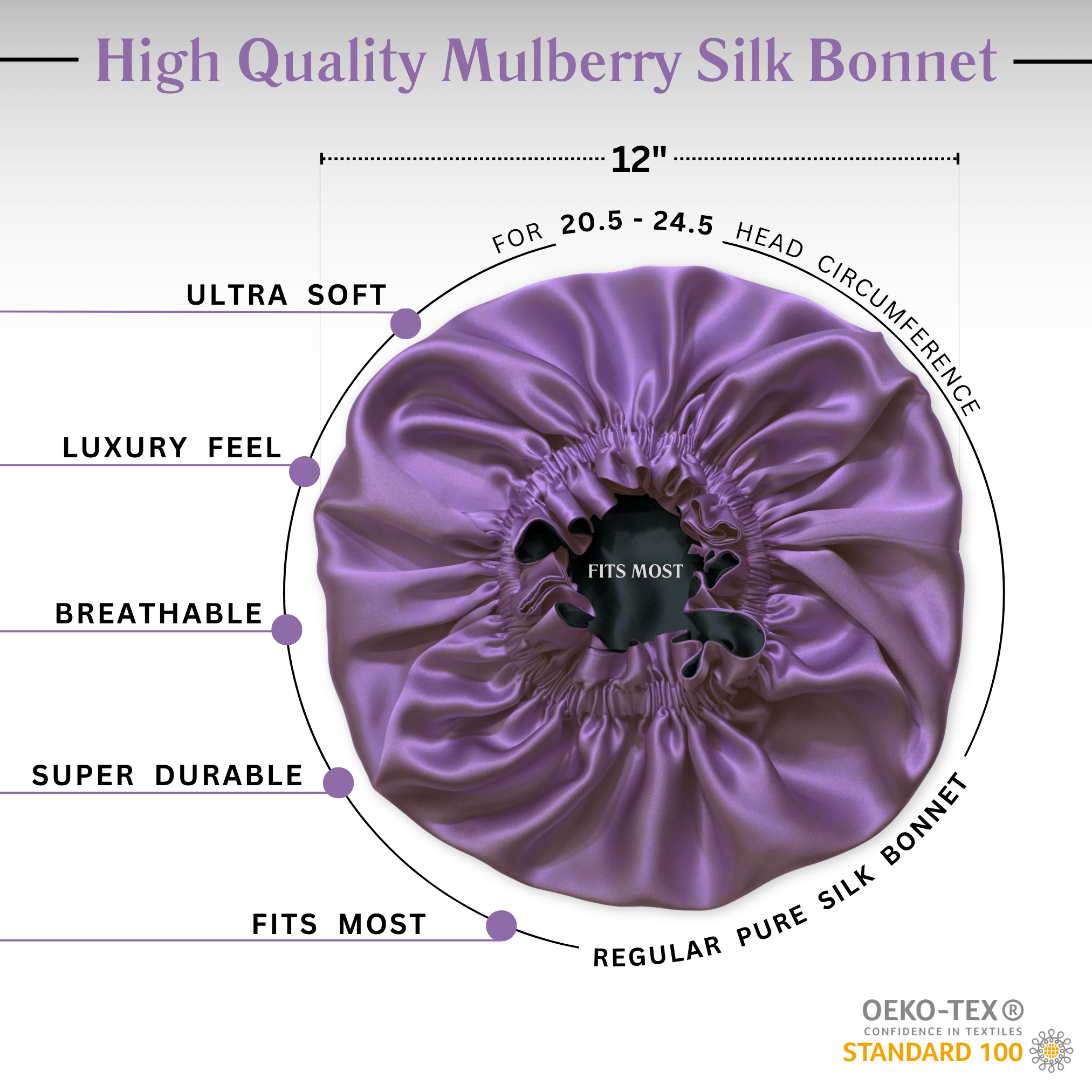Iris & Black Pure Mulberry Silk Bonnet – Reversible & Durable - NOCHKA
