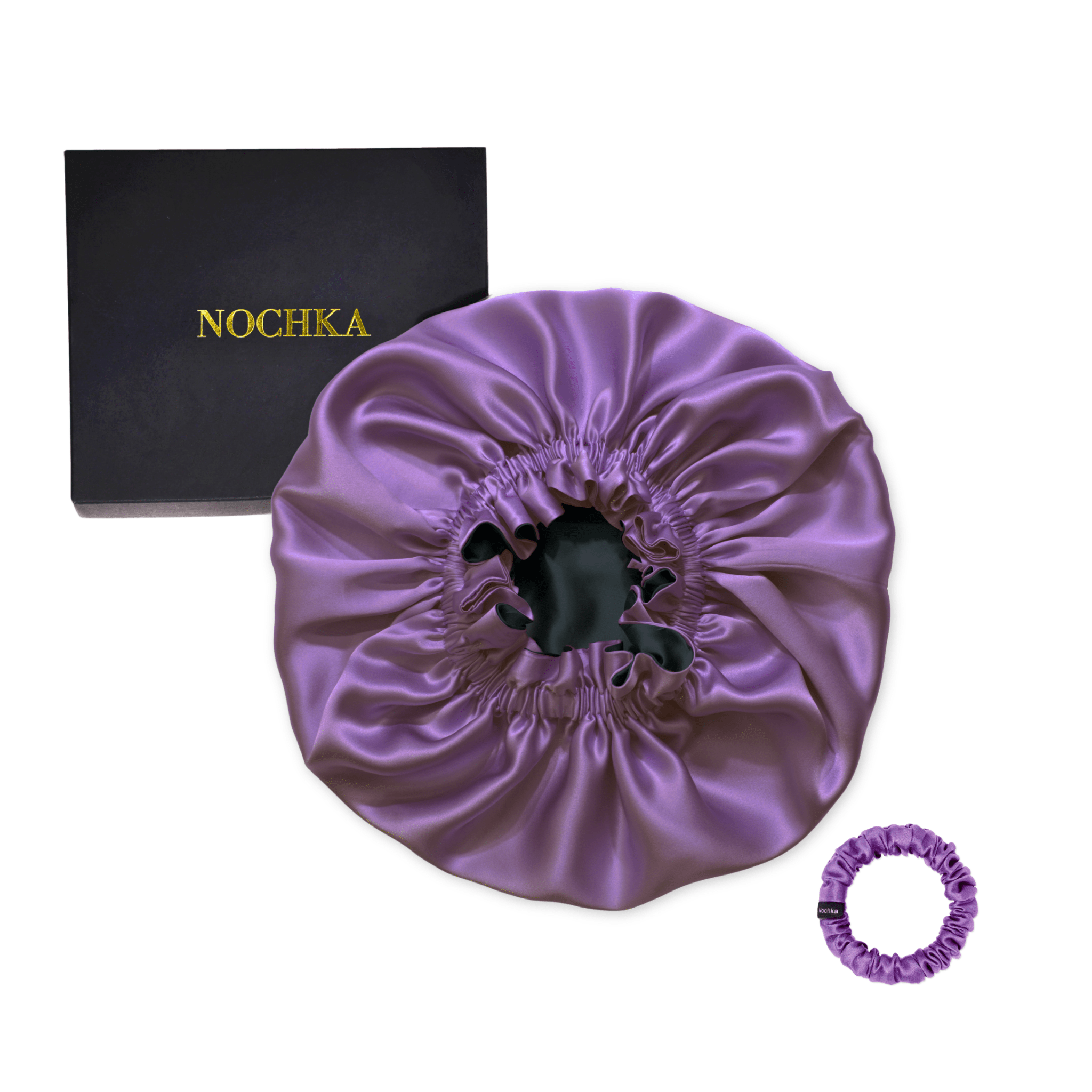 Iris & Black Pure Mulberry Silk Bonnet – Reversible & Durable - NOCHKA
