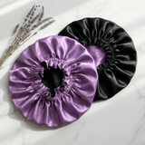 Iris & Black Pure Mulberry Silk Bonnet – Reversible & Durable - NOCHKA

