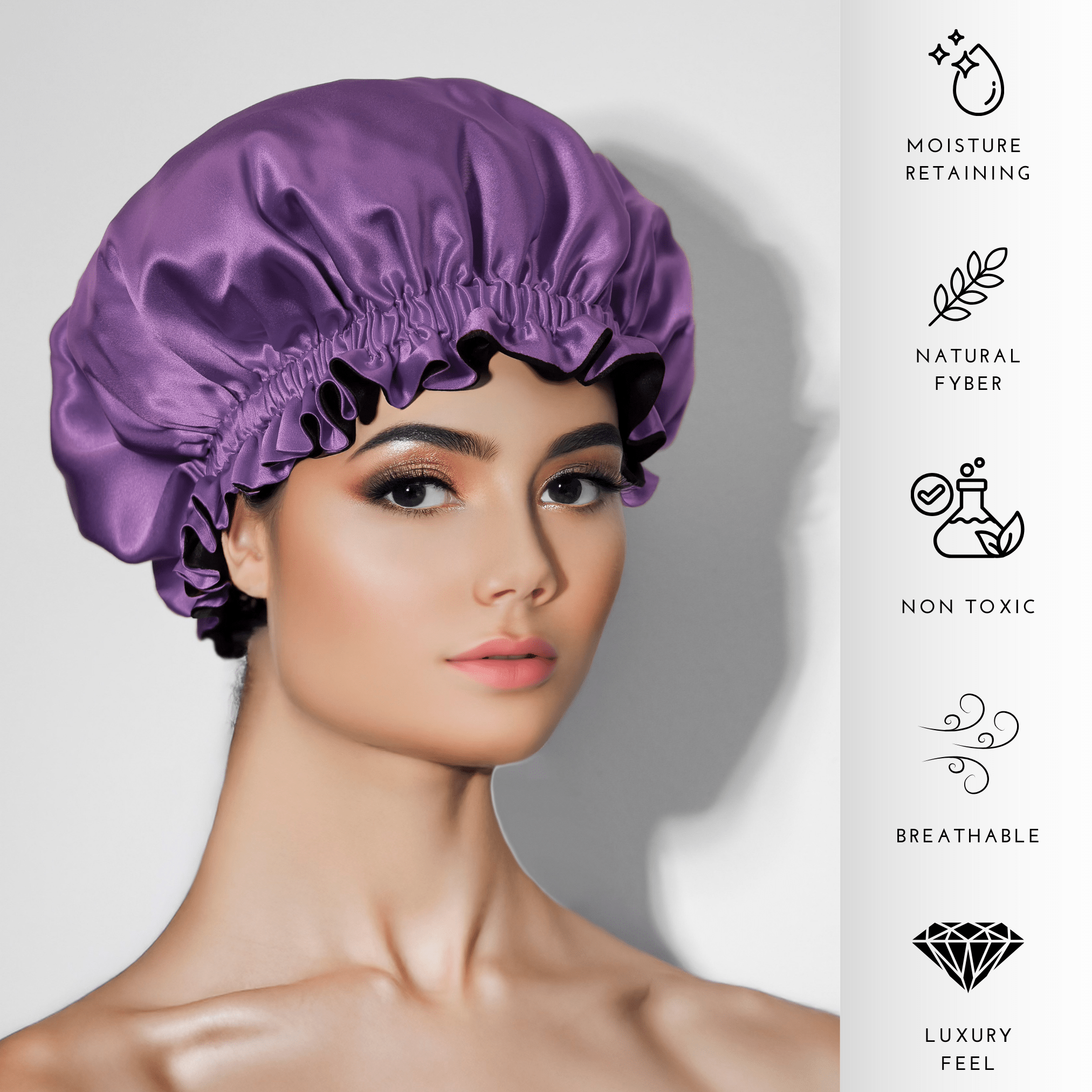 Iris & Black Pure Mulberry Silk Bonnet – Reversible & Durable - NOCHKA
