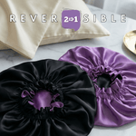 Iris & Black Pure Mulberry Silk Bonnet – Reversible & Durable - NOCHKA
