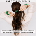 Kelly Green Ultra Skinny Scrunchie – 100% Pure Mulberry Silk, Perfect for All Hair Types - NOCHKA
