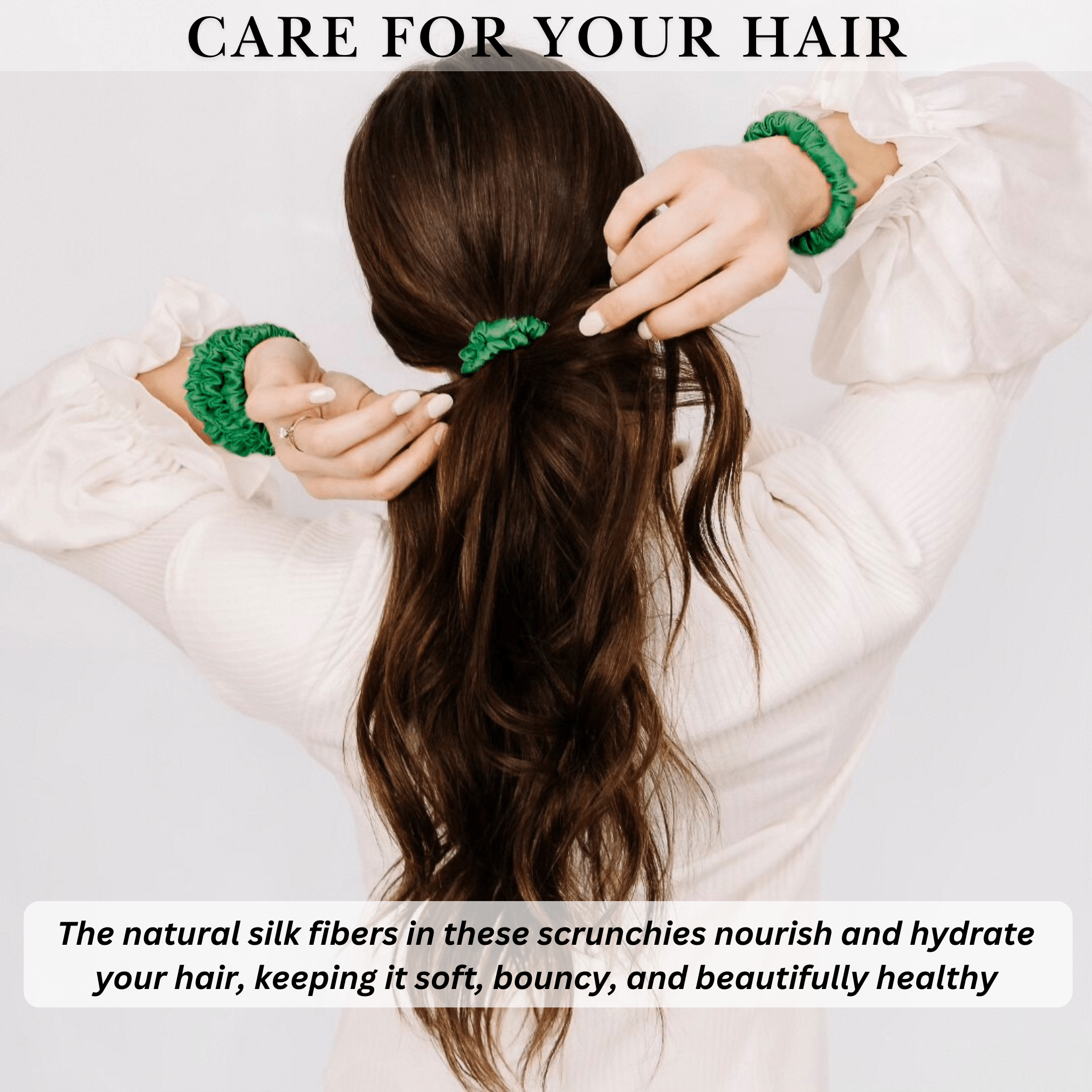 Kelly Green Ultra Skinny Scrunchie – 100% Pure Mulberry Silk, Perfect for All Hair Types - NOCHKA
