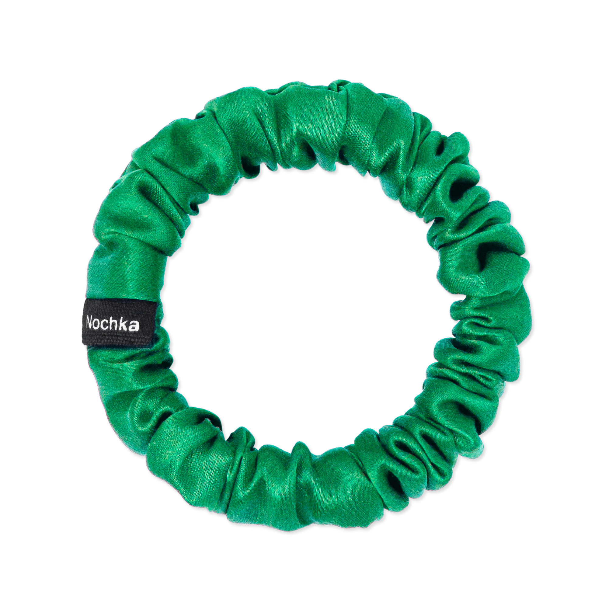 Kelly Green Ultra Skinny Scrunchie – 100% Pure Mulberry Silk, Perfect for All Hair Types - NOCHKA
