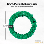 Kelly Green Ultra Skinny Scrunchie – 100% Pure Mulberry Silk, Perfect for All Hair Types - NOCHKA
