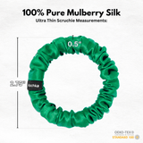 Kelly Green Ultra Skinny Scrunchie – 100% Pure Mulberry Silk, Perfect for All Hair Types - NOCHKA
