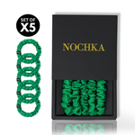 Kelly Green Ultra - Skinny Silk Scrunchies (Set of 5) - NOCHKA
