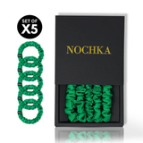 Kelly Green Ultra - Skinny Silk Scrunchies (Set of 5) - NOCHKA
