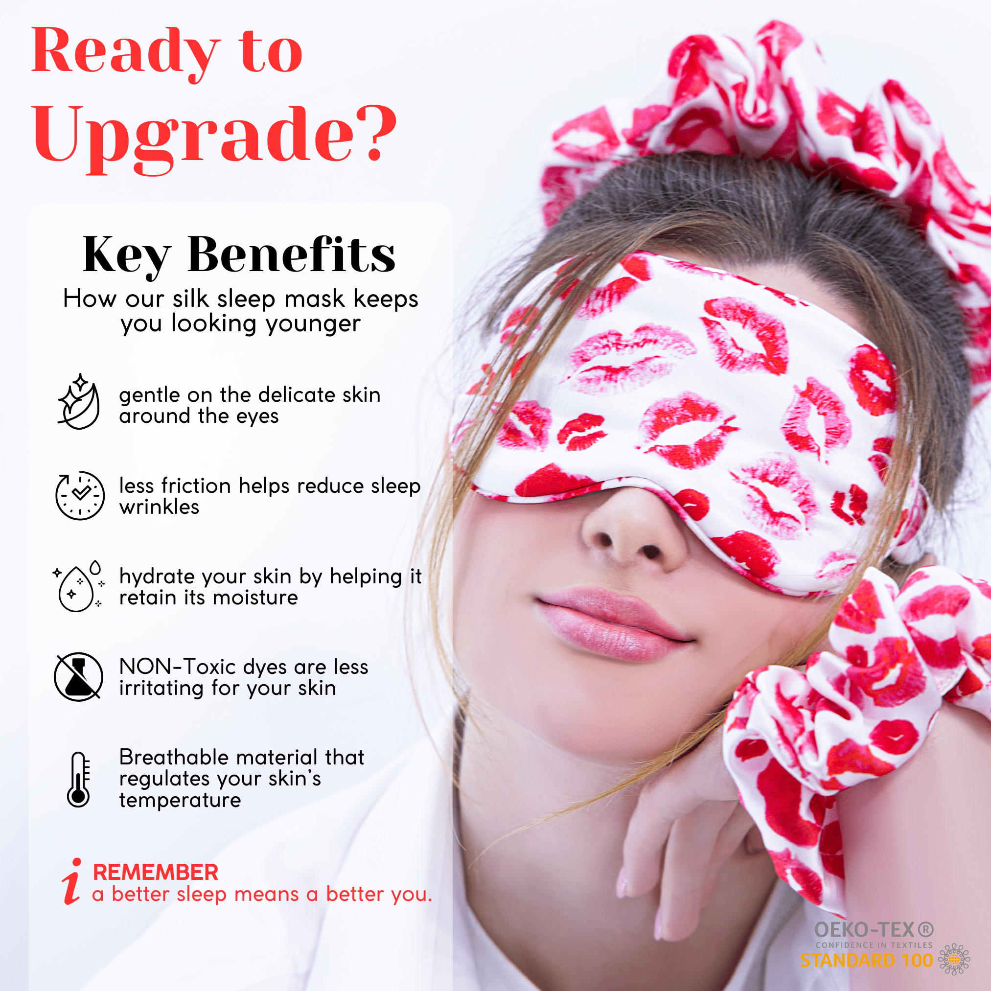 Kissed Pure Silk Sleep Mask - NOCHKA
