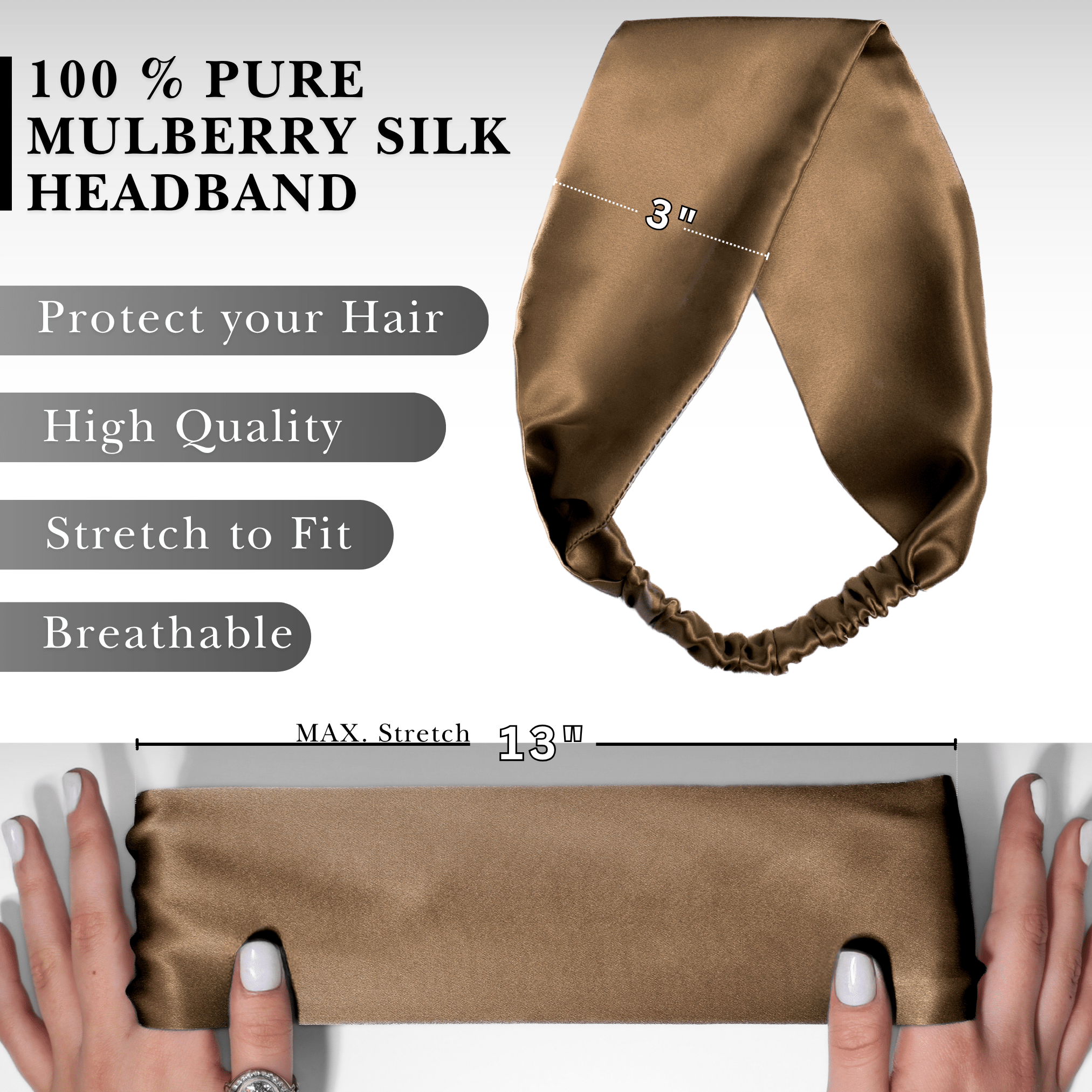 Latte Pure Silk Headband - NOCHKA
