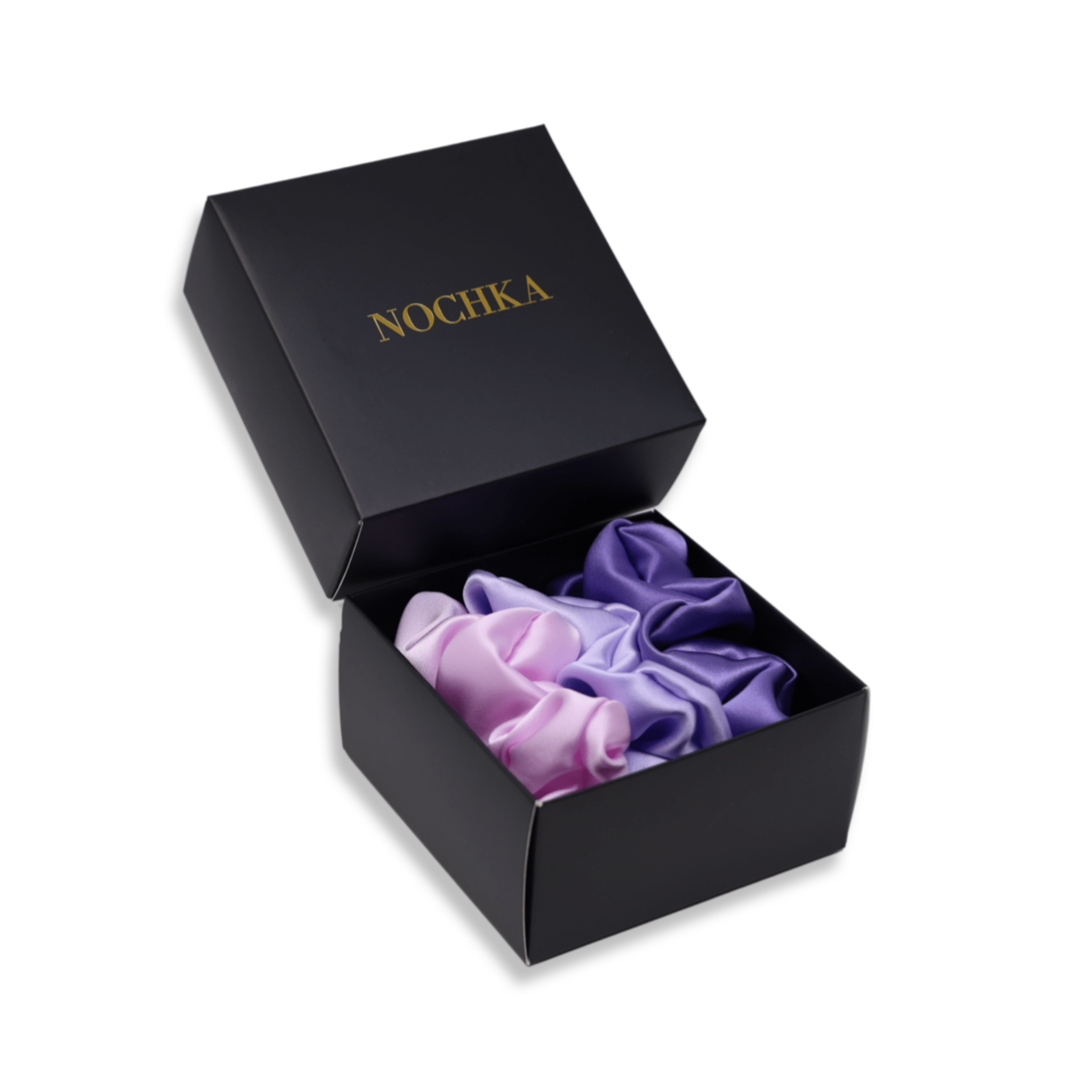 Lavender Bloom Shades of 3 Regular Mulberry Silk Scrunchies | 100% Silk - NOCHKA
