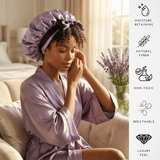 Lavender Midnight and Black Reversible Bonnet with Ties - NOCHKA
