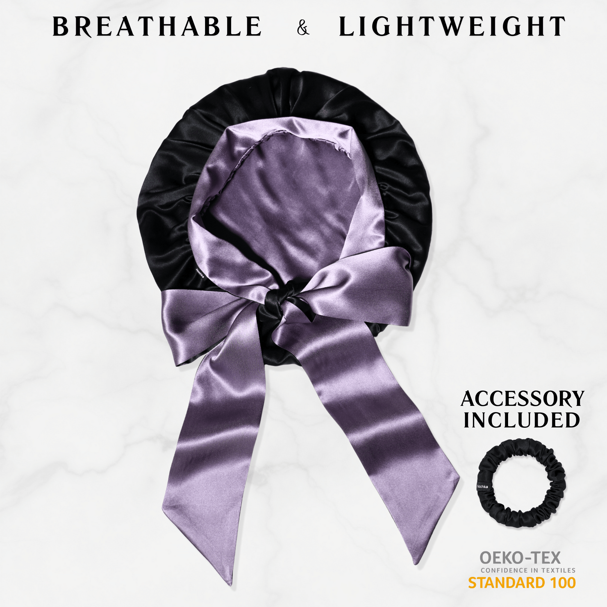 Lavender Midnight and Black Reversible Bonnet with Ties - NOCHKA
