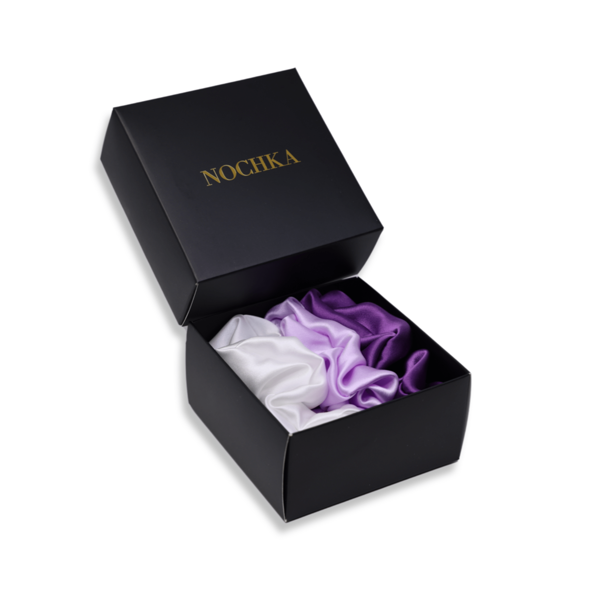 Lavender Shades of 3 Regular Mulberry Silk Scrunchies | 100% Silk - NOCHKA
