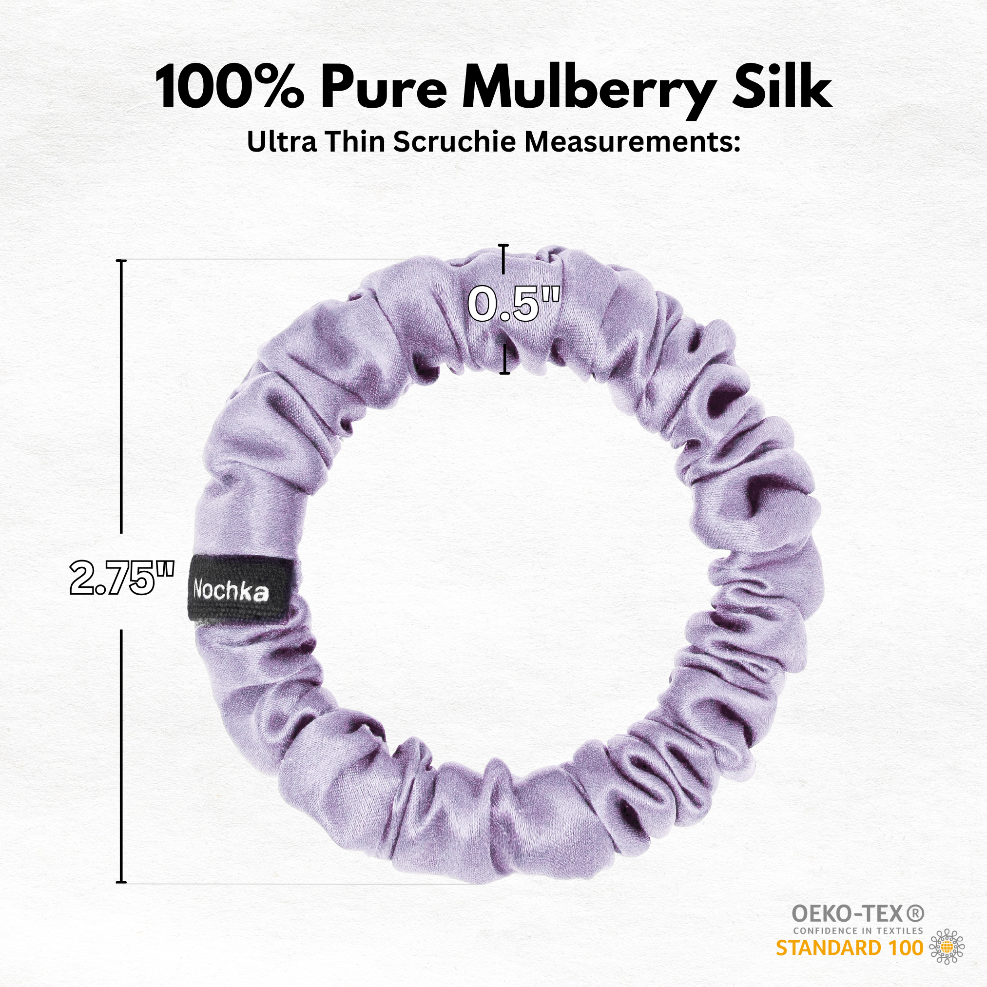 Lavender Ultra Skinny Scrunchie – 100% Pure Mulberry Silk, Perfect for All Hair Types - NOCHKA
