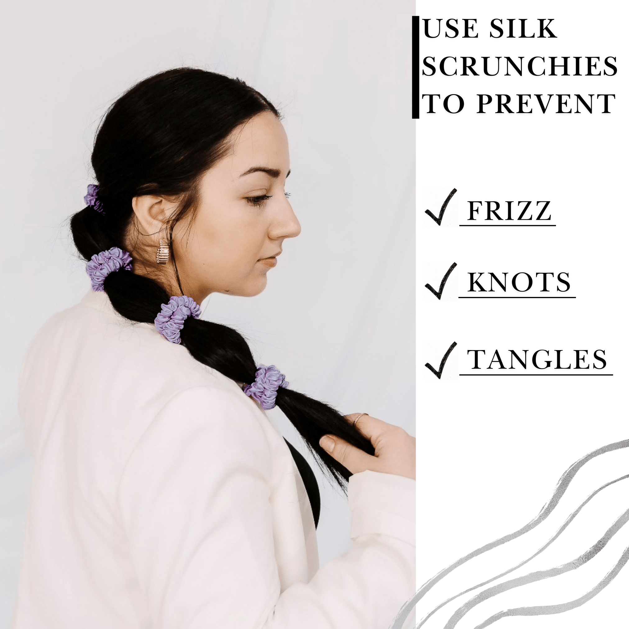 Lavender Ultra - Skinny Silk Scrunchies (Set of 5) - NOCHKA
