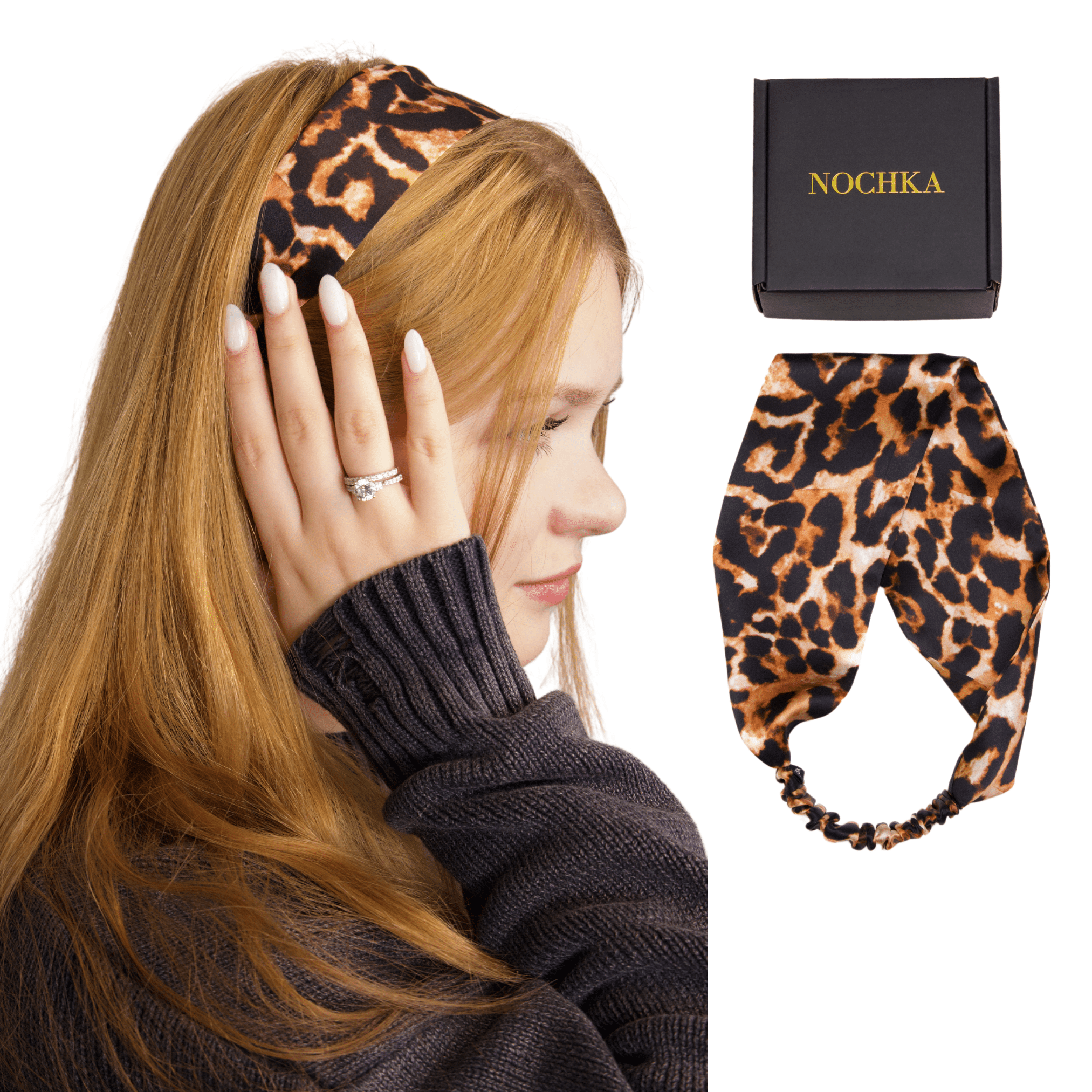 Leopard Pure Silk Headband - NOCHKA
