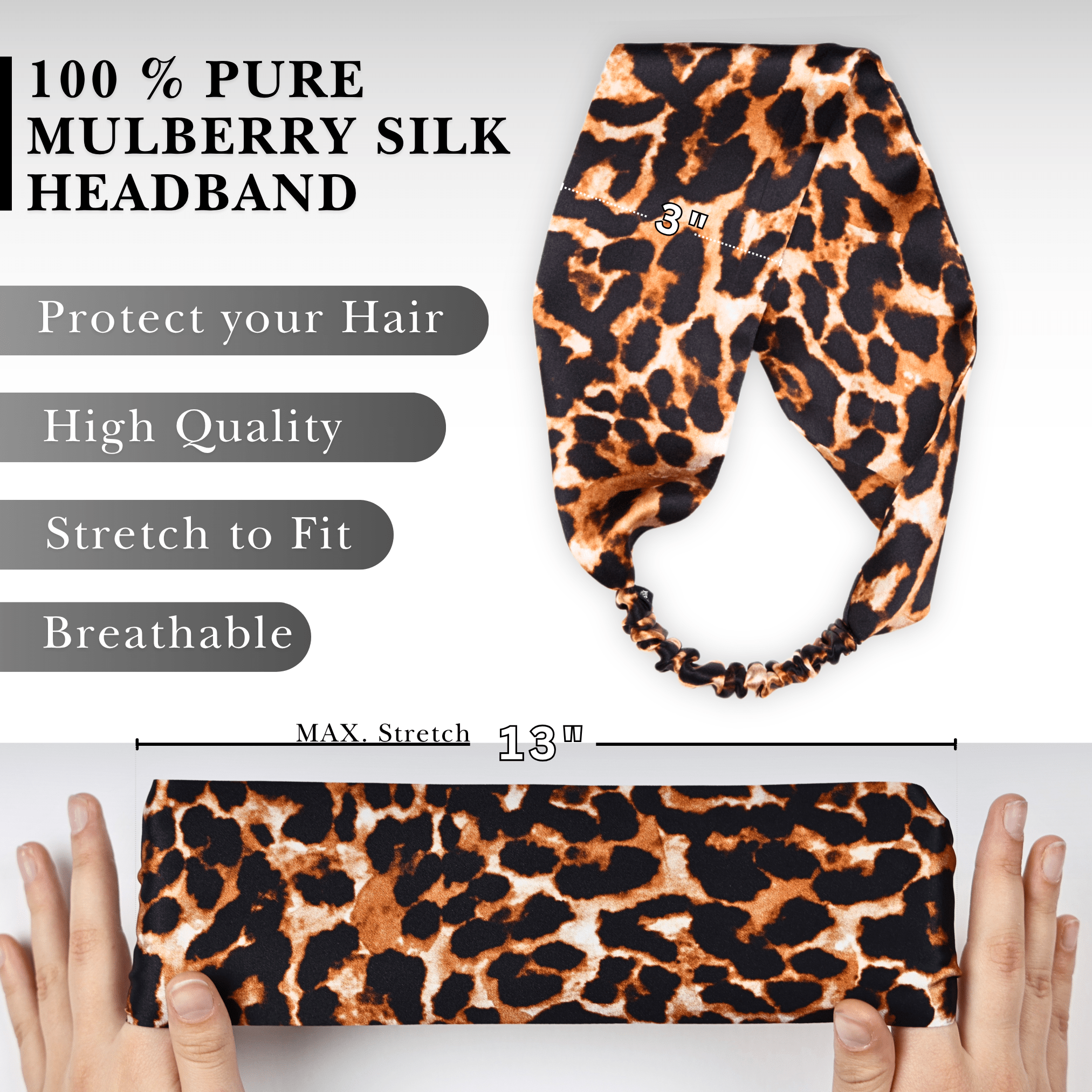 Leopard Pure Silk Headband - NOCHKA
