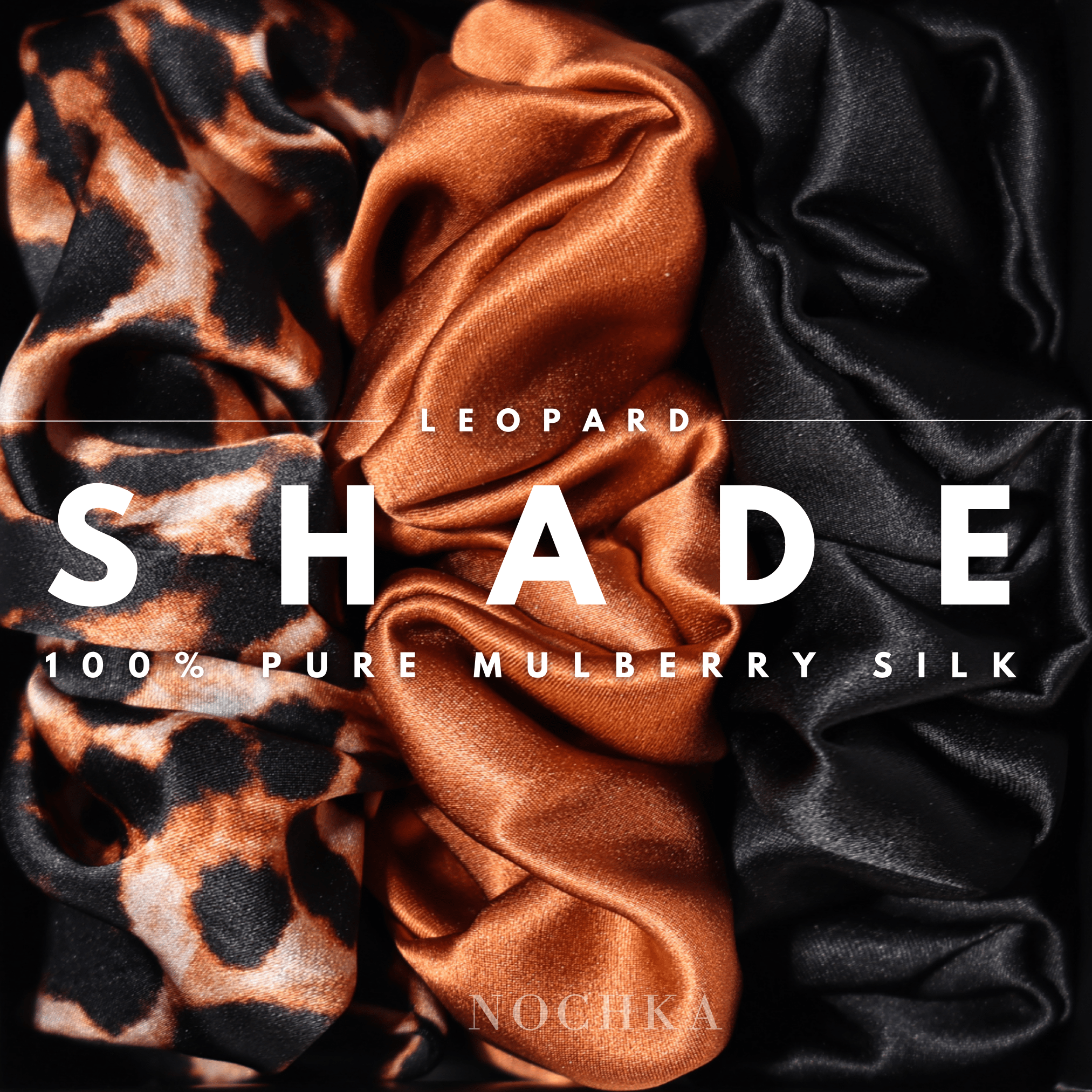 Leopard Shades of 3 Regular Mulberry Silk Scrunchies | 100% Silk - NOCHKA
