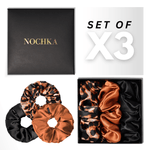 Leopard Shades of 3 Regular Mulberry Silk Scrunchies | 100% Silk - NOCHKA
