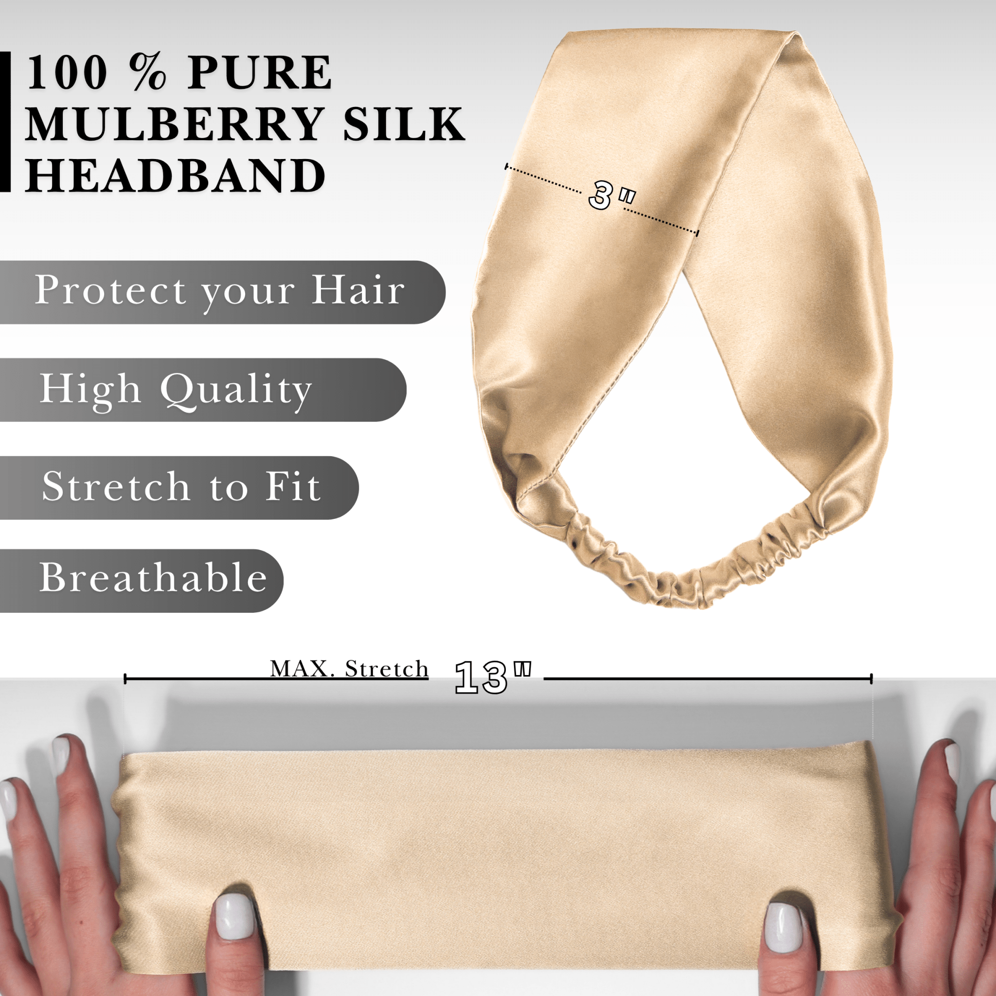 Light Caramel Pure Silk Headband - NOCHKA
