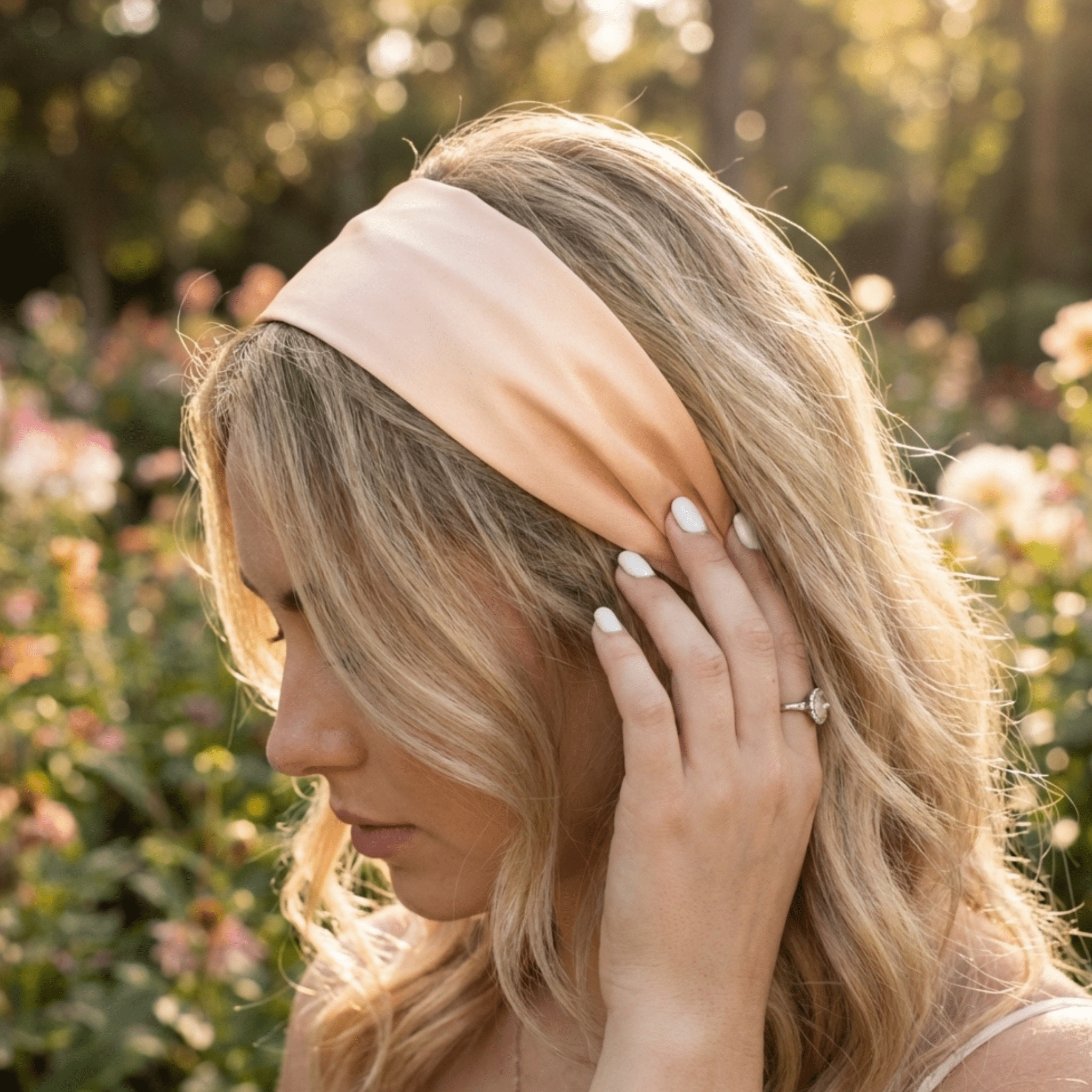 Light Peach Pure Silk Headband - NOCHKA
