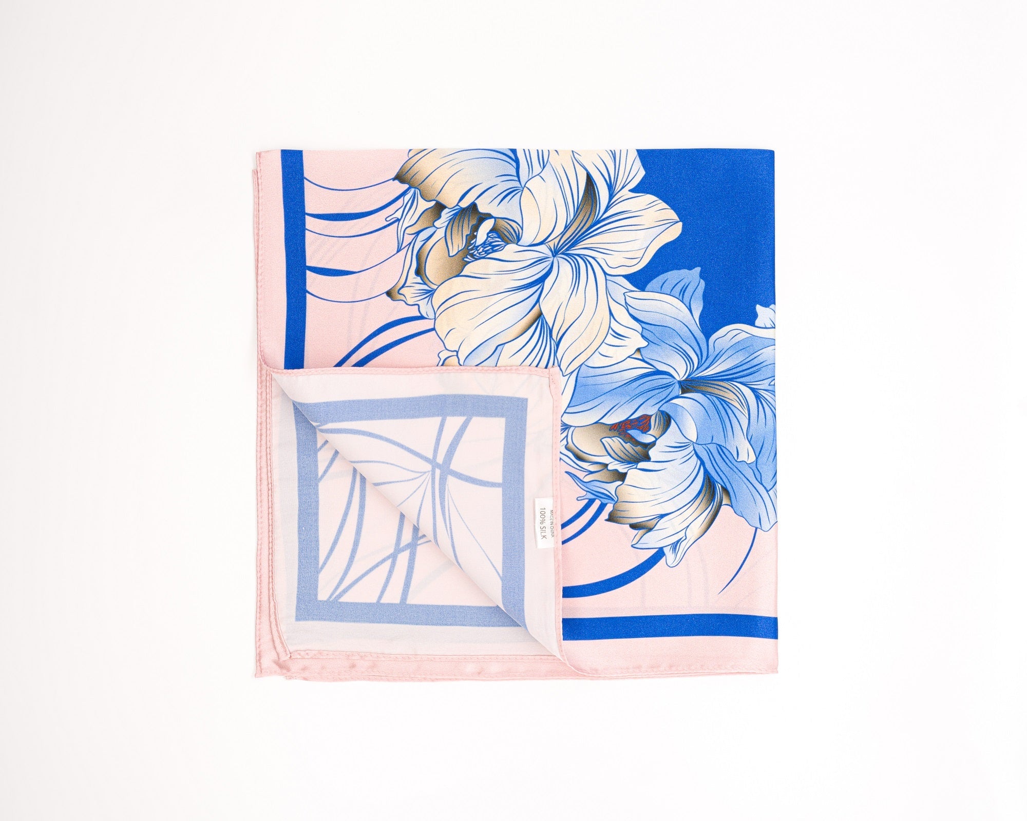 Lilies on Blush Mulbery Silk Square Scarf - NOCHKA
