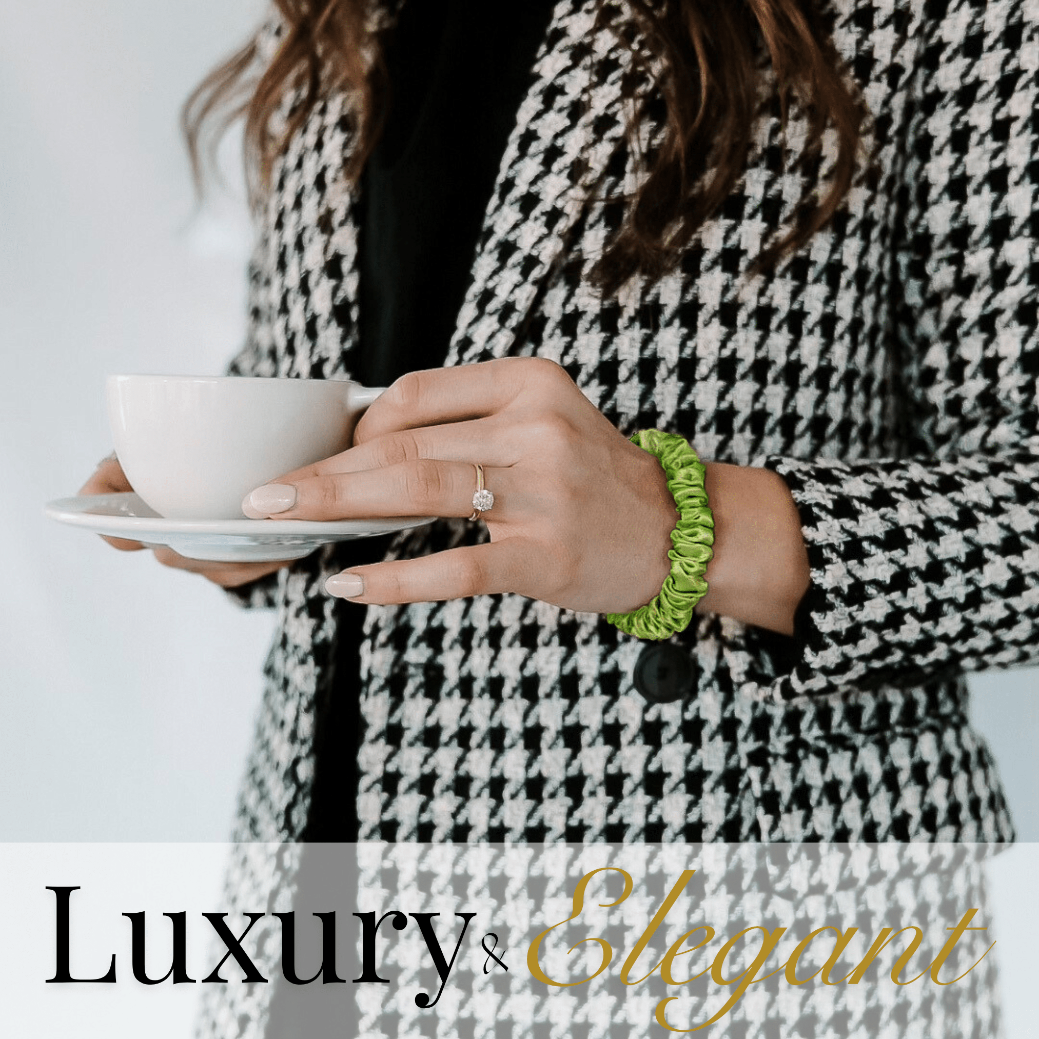 Lime Ultra Skinny Scrunchie – 100% Pure Mulberry Silk, Perfect for All Hair Types - NOCHKA
