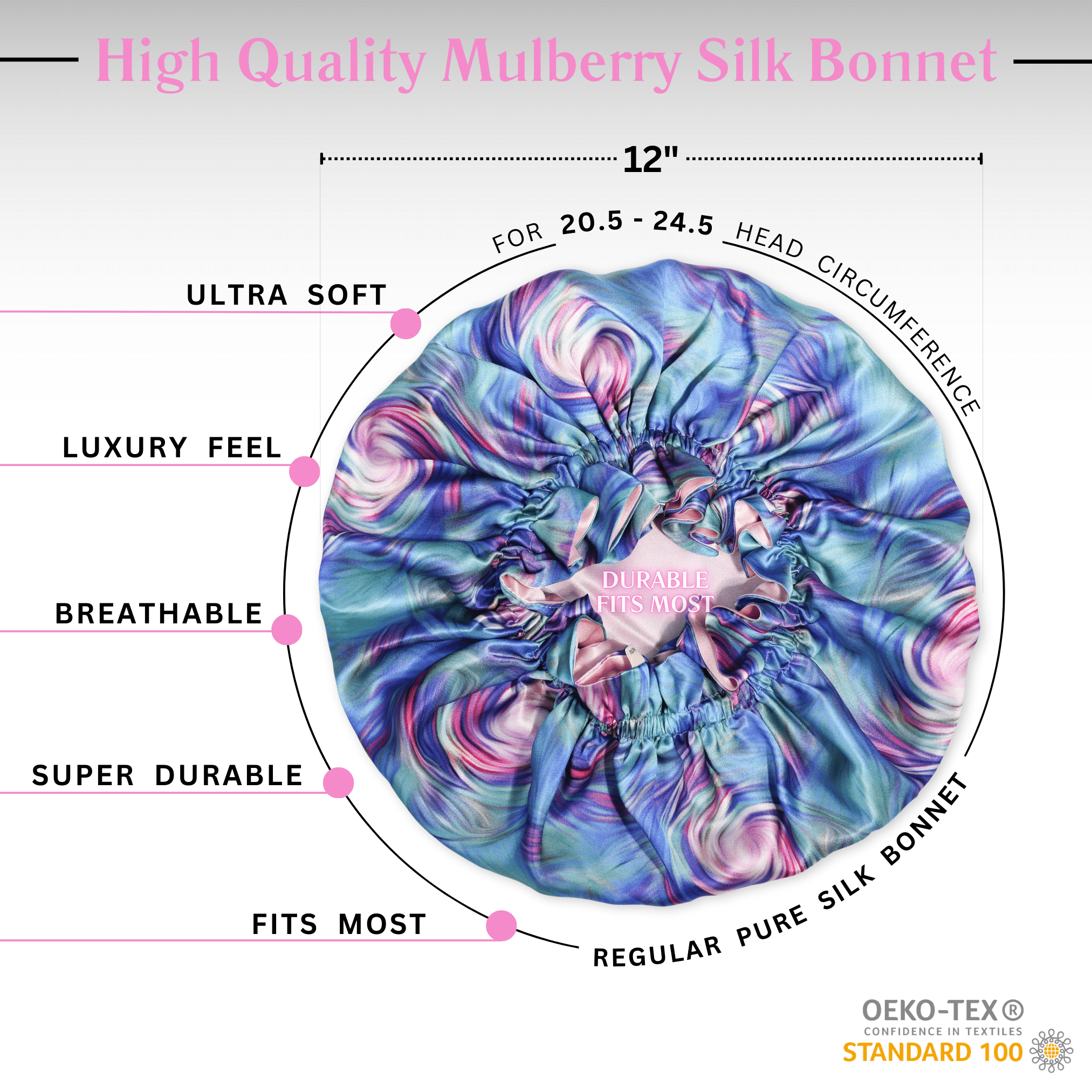 Lollipop Print Pure Mulberry Silk Bonnet – Reversible & Durable - NOCHKA
