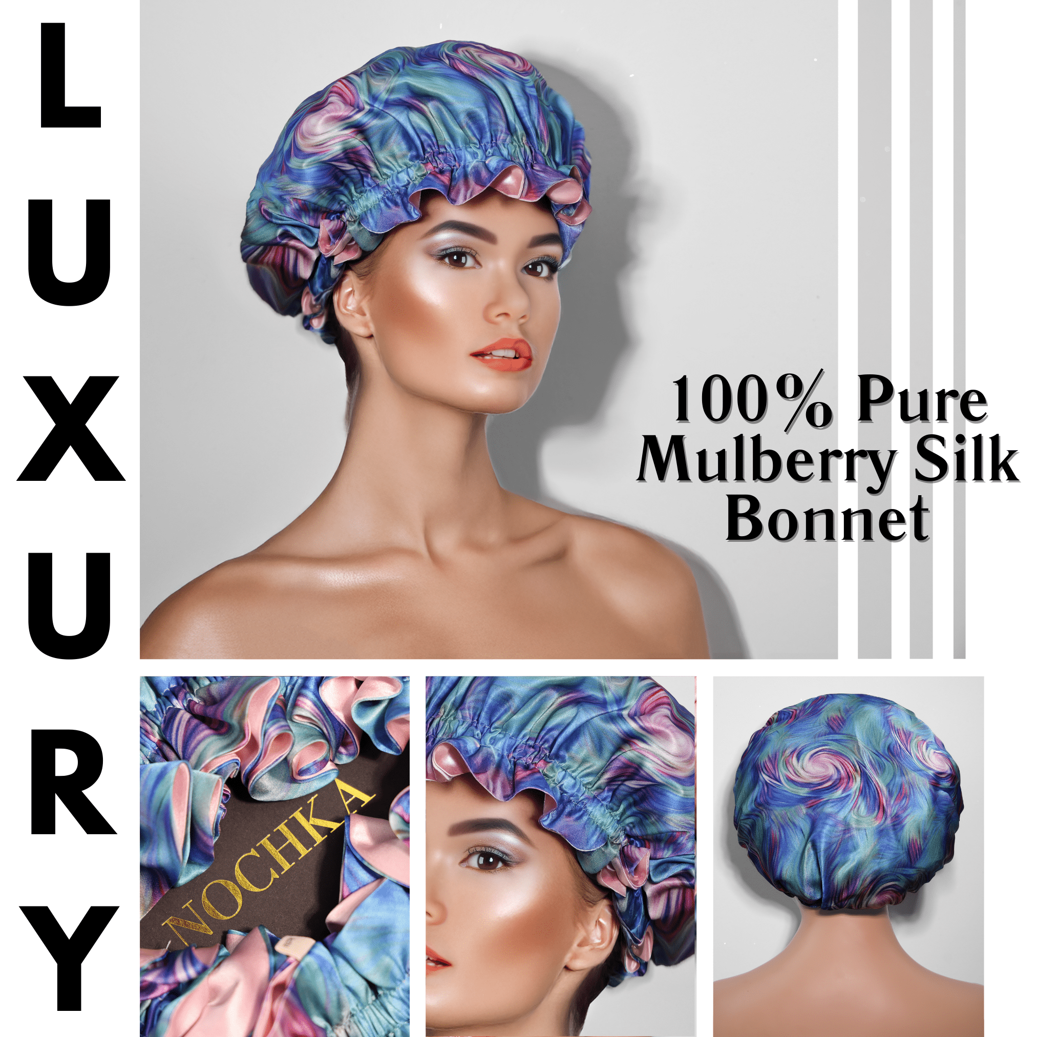 Lollipop Print Pure Mulberry Silk Bonnet – Reversible & Durable - NOCHKA

