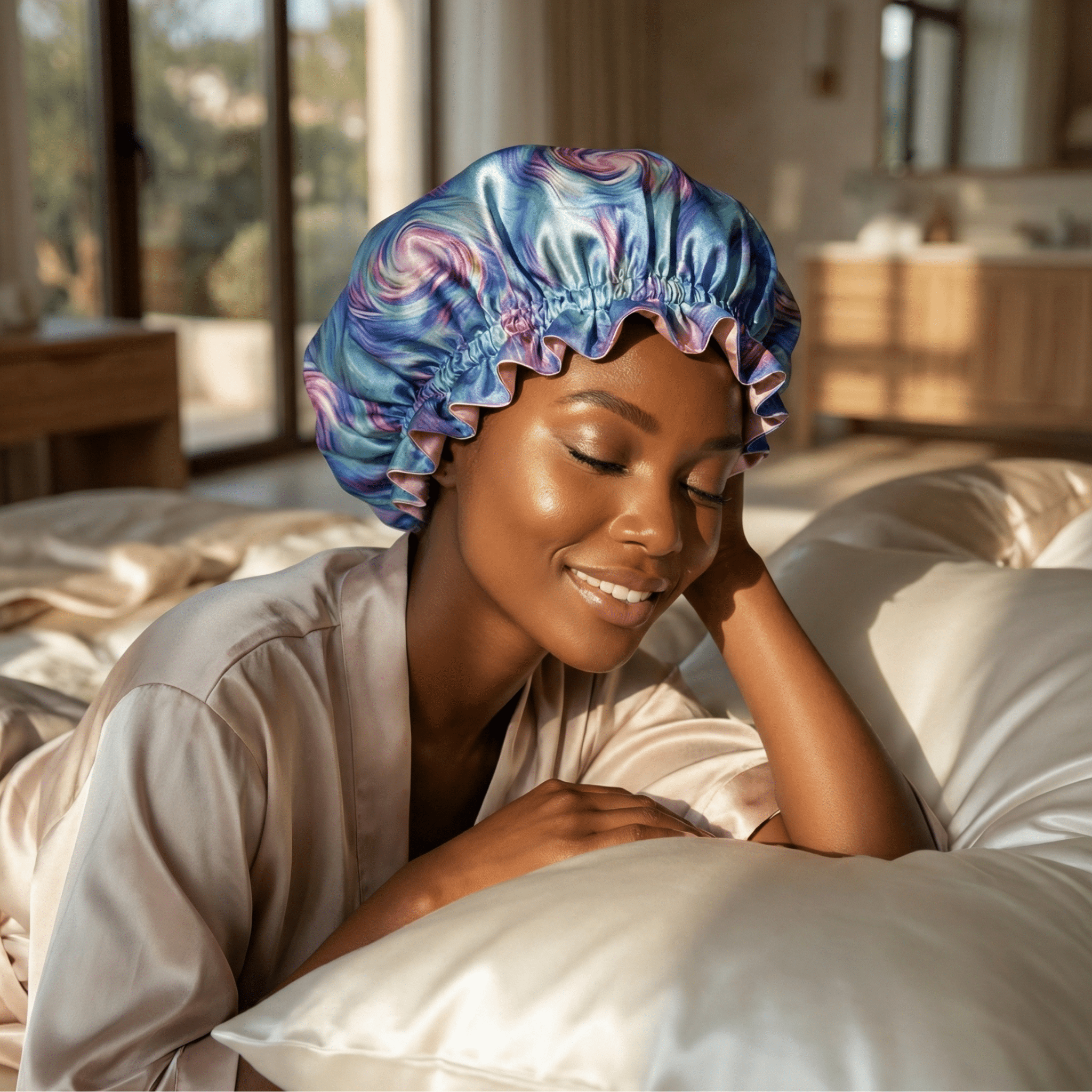 Lollipop Print Pure Mulberry Silk Bonnet – Reversible & Durable - NOCHKA
