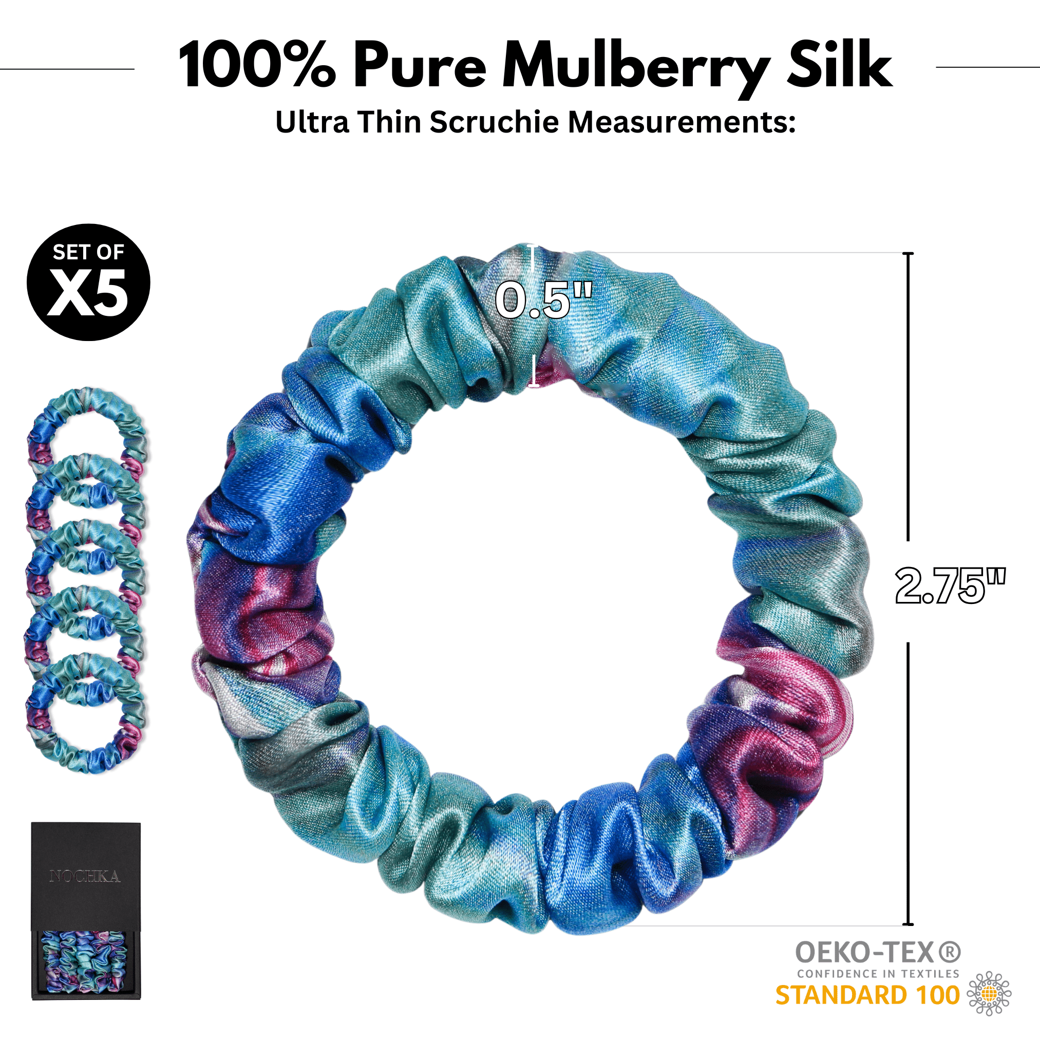 Lollipop Ultra - Skinny Silk Scrunchies (Set of 5) - NOCHKA
