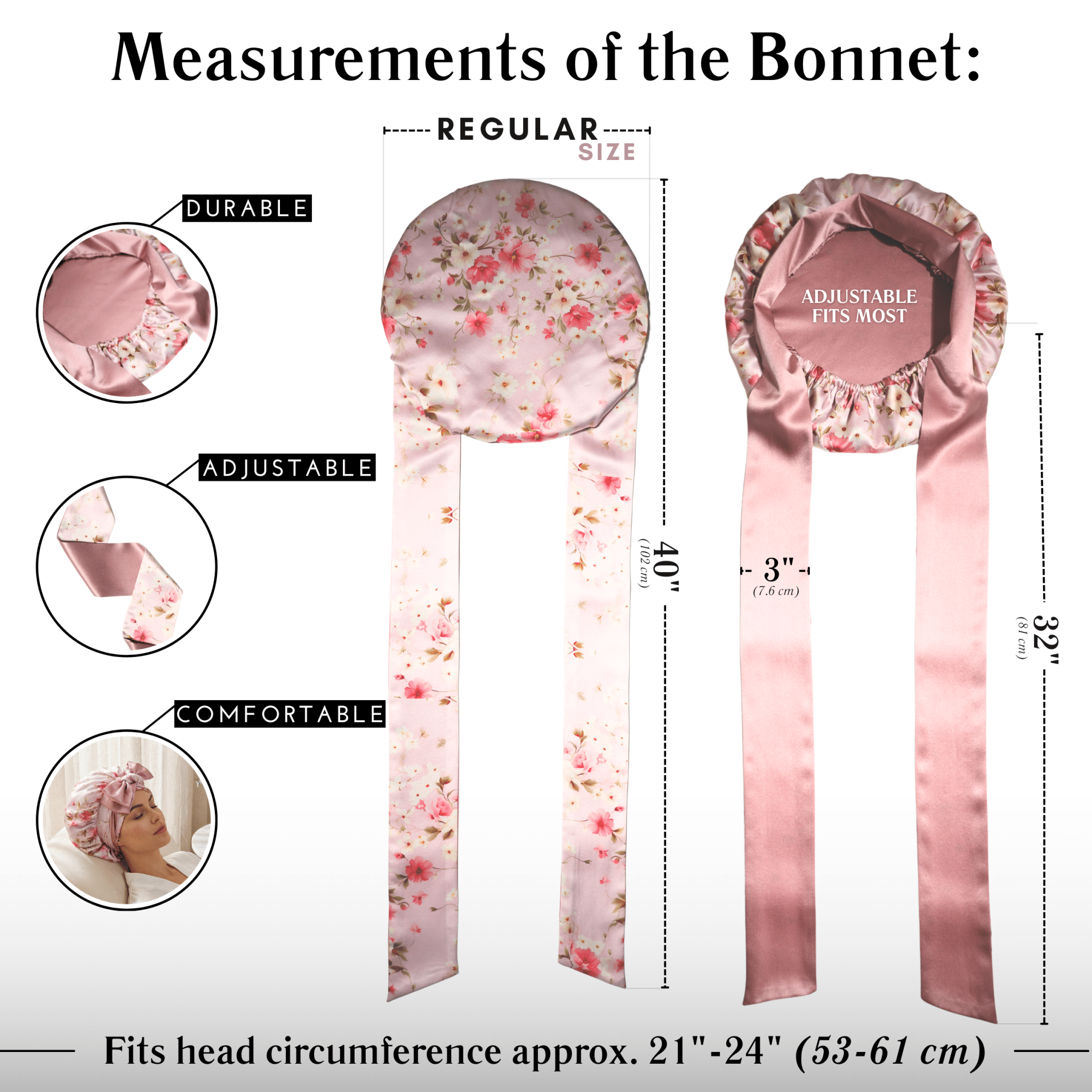 Lovely Floral Print Reversible Bonnet with Ties - NOCHKA
