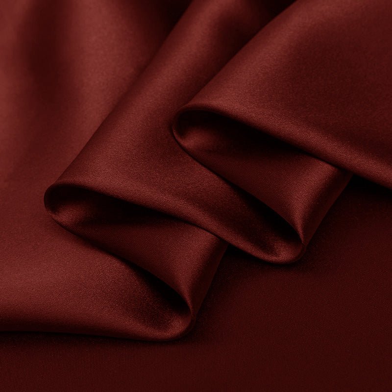 Merlot Red 100% Pure Mulberry Silk Fabric 19mm 44" Width Pre - Cut Silk Fabric - NOCHKA
