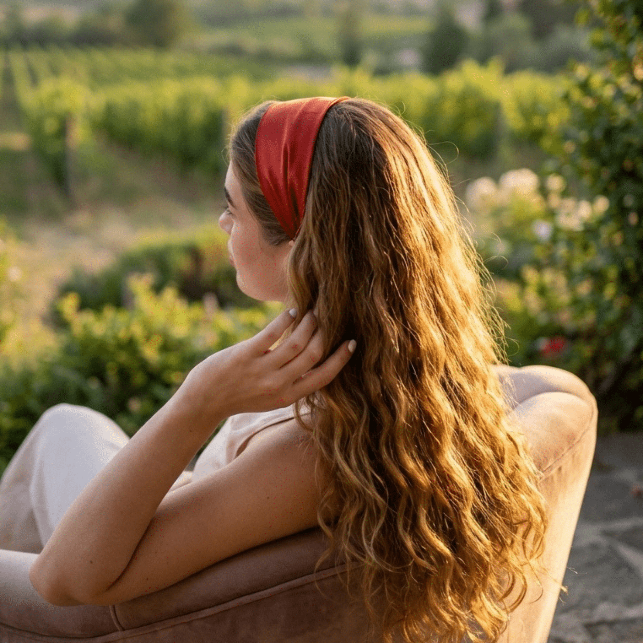 Merlot Red Pure Silk Headband - NOCHKA
