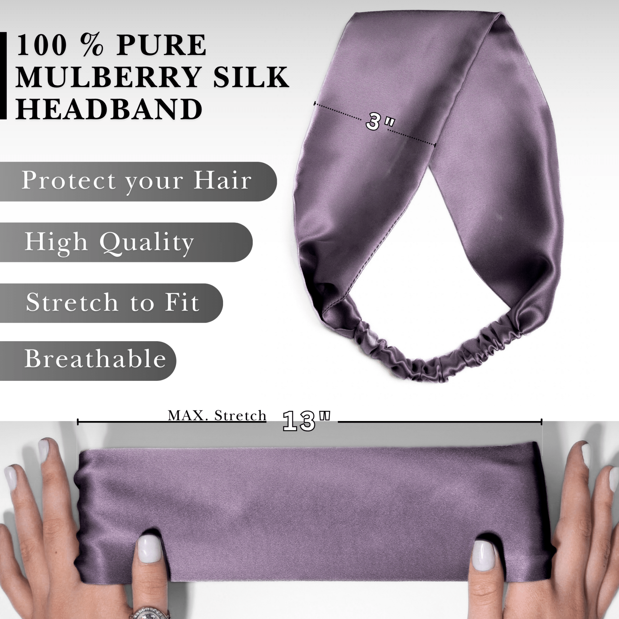 Midnight Lavender Pure Silk Headband - NOCHKA
