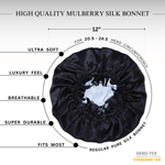 Midnight Print Pure Mulberry Silk Bonnet – Reversible & Durable - NOCHKA
