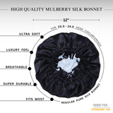 Midnight Print Pure Mulberry Silk Bonnet – Reversible & Durable - NOCHKA
