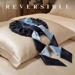 Midnight Pure Mulberry Silk Bonnet – Reversible, Adjustable Fit with Silk Ties - NOCHKA
