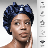 Midnight Pure Mulberry Silk Bonnet – Reversible, Adjustable Fit with Silk Ties - NOCHKA
