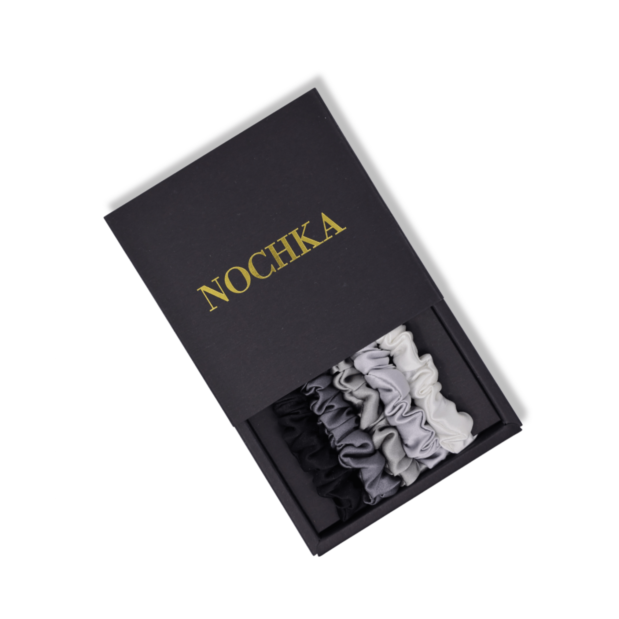 Monochrome Shades Ultra - Skinny Silk Scrunchies (Set of 5) - NOCHKA
