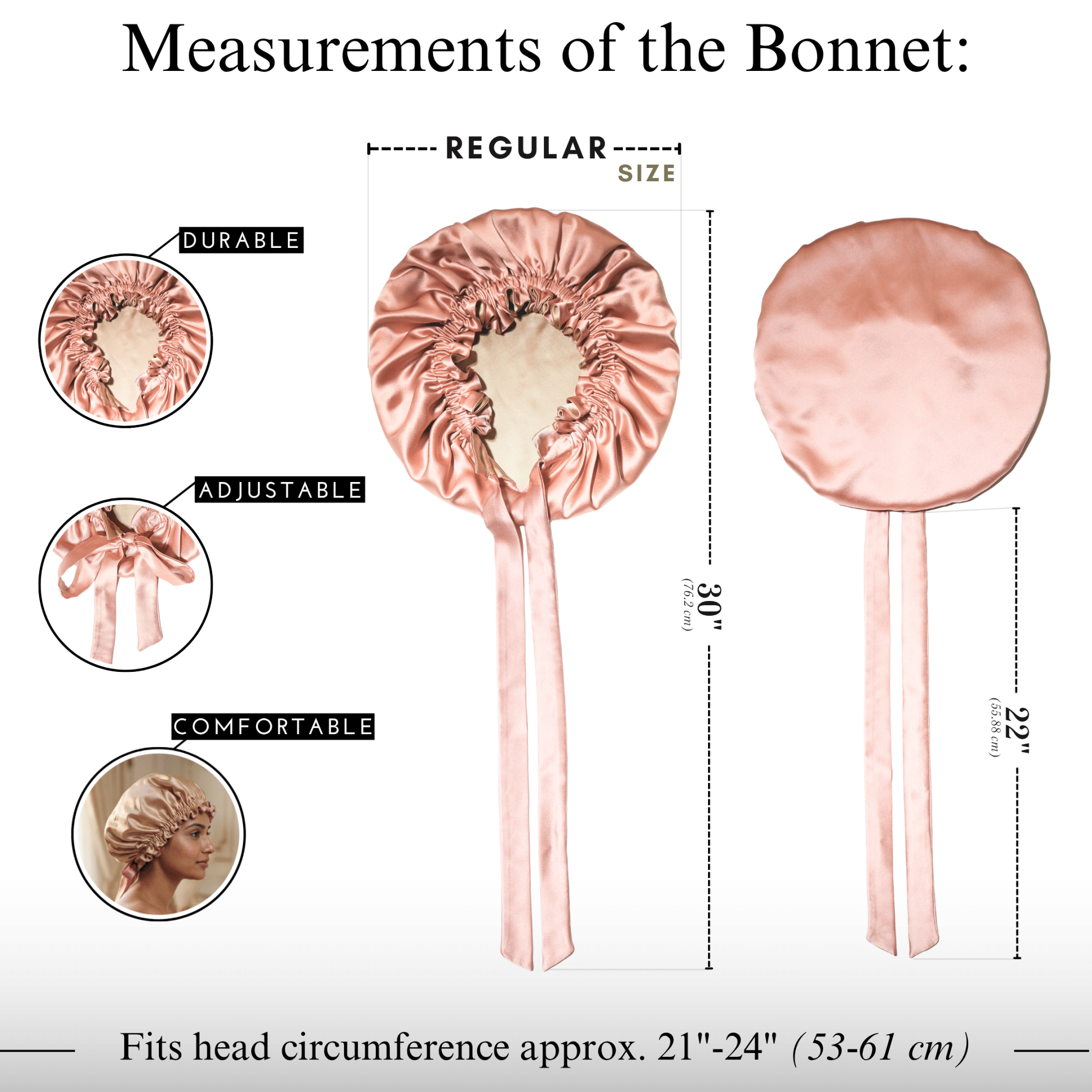 Mulberry Silk Bonnet with Thin Ties – 100% Silk Adjustable 19 Momme Hair Bonnet | Adobe Rose and Caramel - NOCHKA

