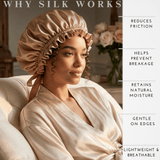 Mulberry Silk Bonnet with Thin Ties – 100% Silk Adjustable 19 Momme Hair Bonnet | Adobe Rose and Caramel - NOCHKA
